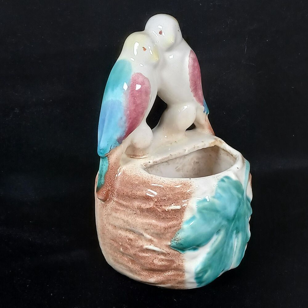 Vintage Bird Wall Pocket • 1950s Hand Painted Ceramic Planter